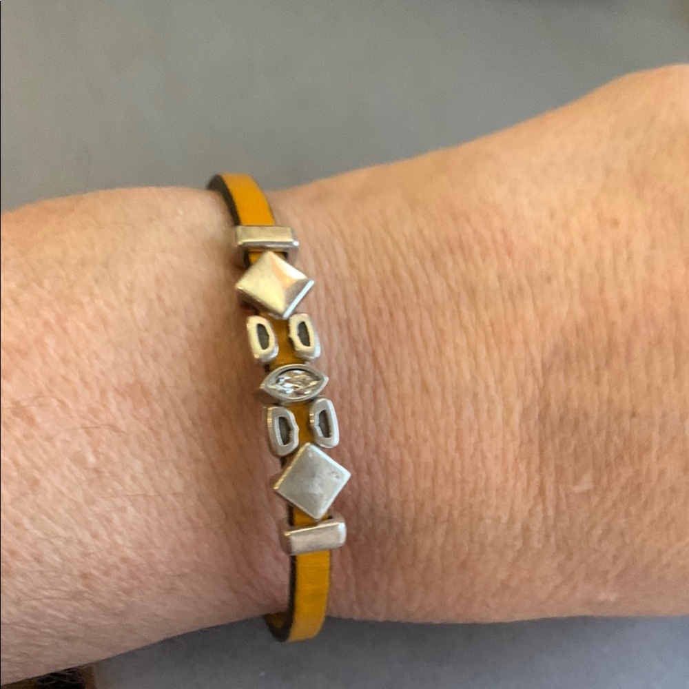 Yellow and Silver X-Pattern Bracelet